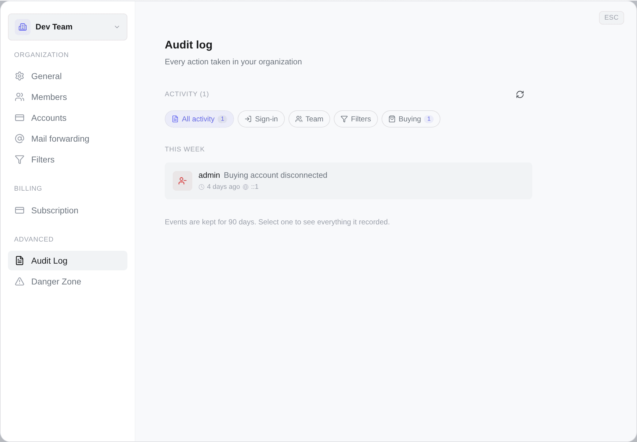 The audit log