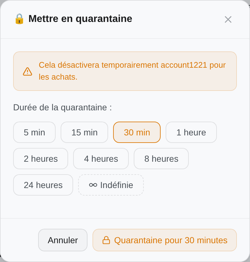 Choisir une durée de quarantaine