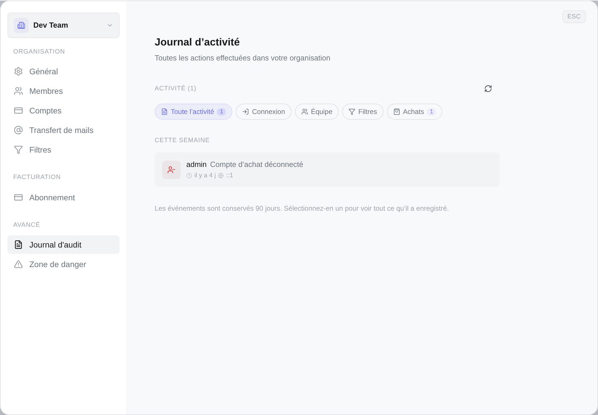 Le journal d'audit